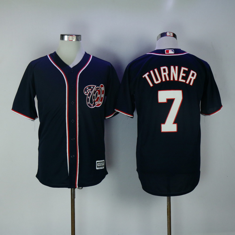 2017 MLB Washington Nationals #7 Turner Blue Game Jerseys->toronto blue jays->MLB Jersey